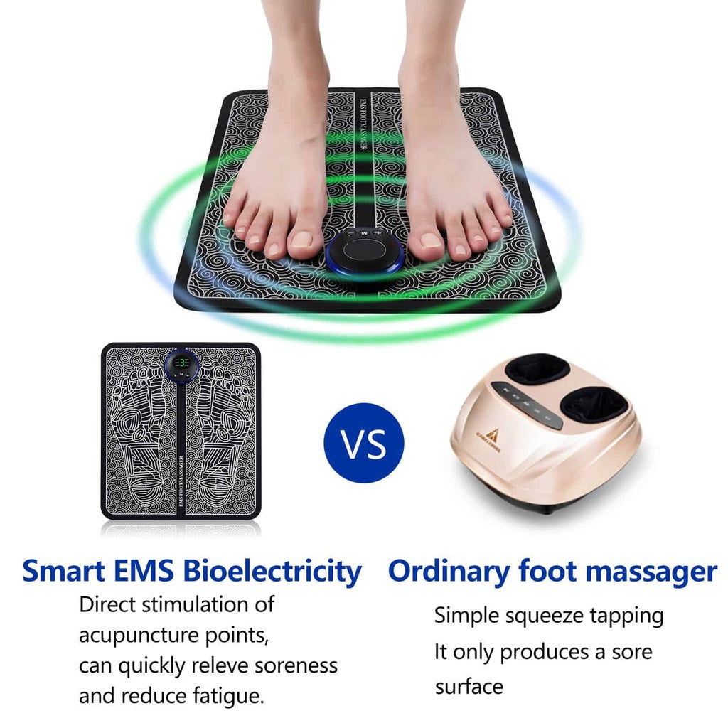 EMS Electric Foot Massager Mat – USB Rechargeable Smart TENS Acupressure Pad with Multiple Massage Modes & Intensity Levels