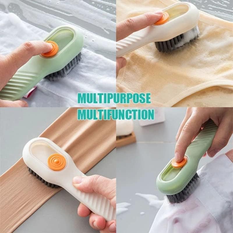 Multi-Purpose Shoe Cleaning Brush with Automatic Liquid Dispenser – Soft Bristle Long Handle Household Cleaning Brush (Random Color)