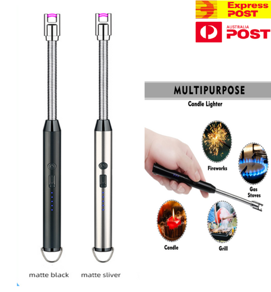 USB Rechargeable Arc Lighter – Flameless Windproof Plasma Lighter with LED Battery Display & 360° Rotating Neck (Random Color)