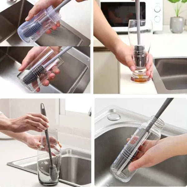 Silicone Bottle Cleaning Brush with Long Handle