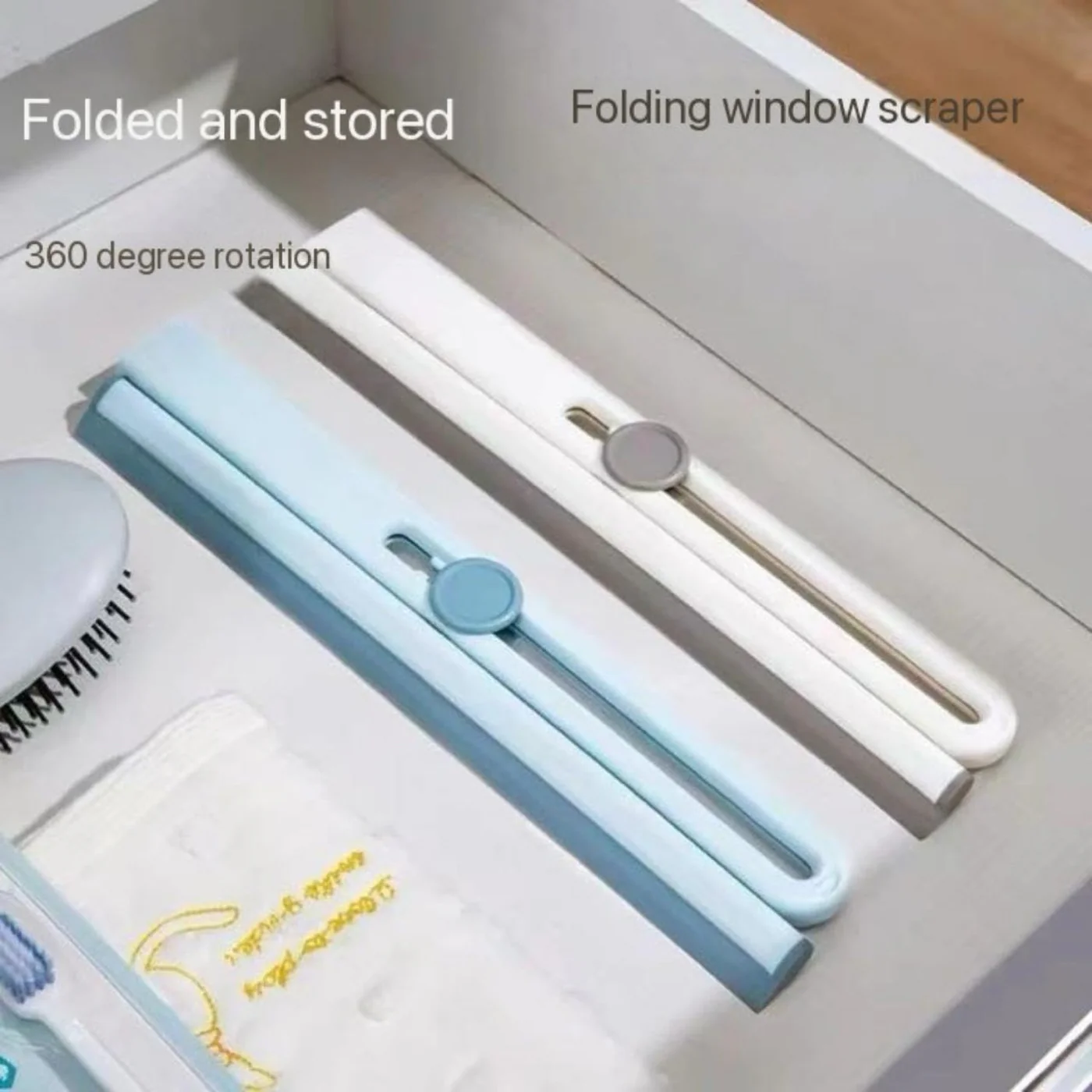 360° Rotating Foldable Silicone Squeegee – Multi-Surface Window, Mirror & Glass Cleaning Tool