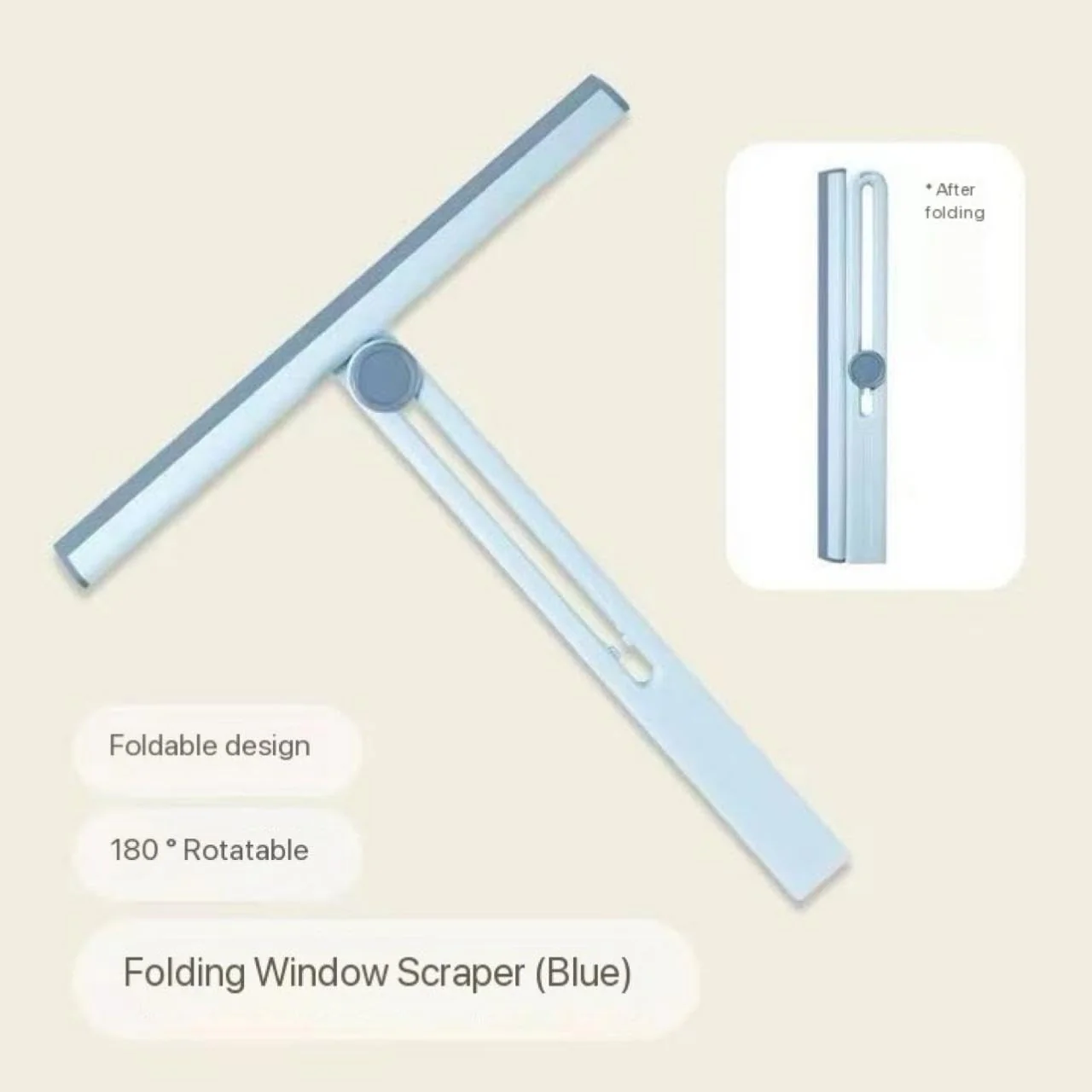 360° Rotating Foldable Silicone Squeegee – Multi-Surface Window, Mirror & Glass Cleaning Tool