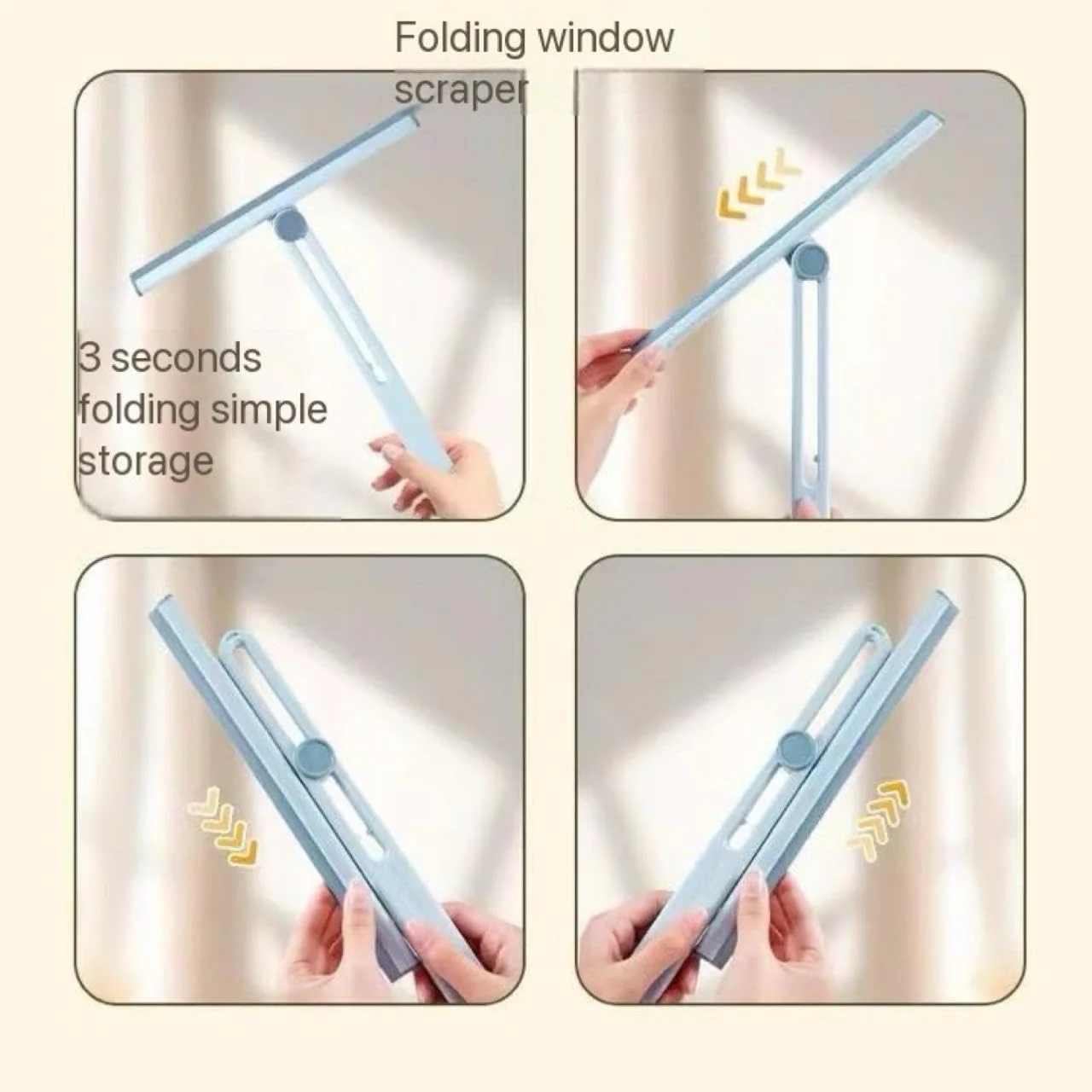360° Rotating Foldable Silicone Squeegee – Multi-Surface Window, Mirror & Glass Cleaning Tool