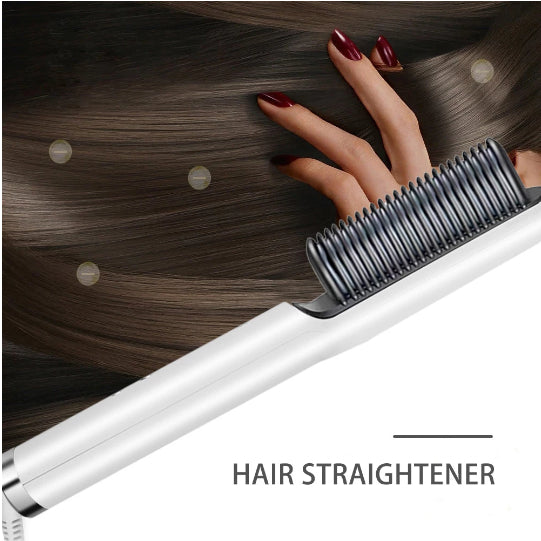 HQT-909B 2-in-1 Hair Straightener & Curler Brush