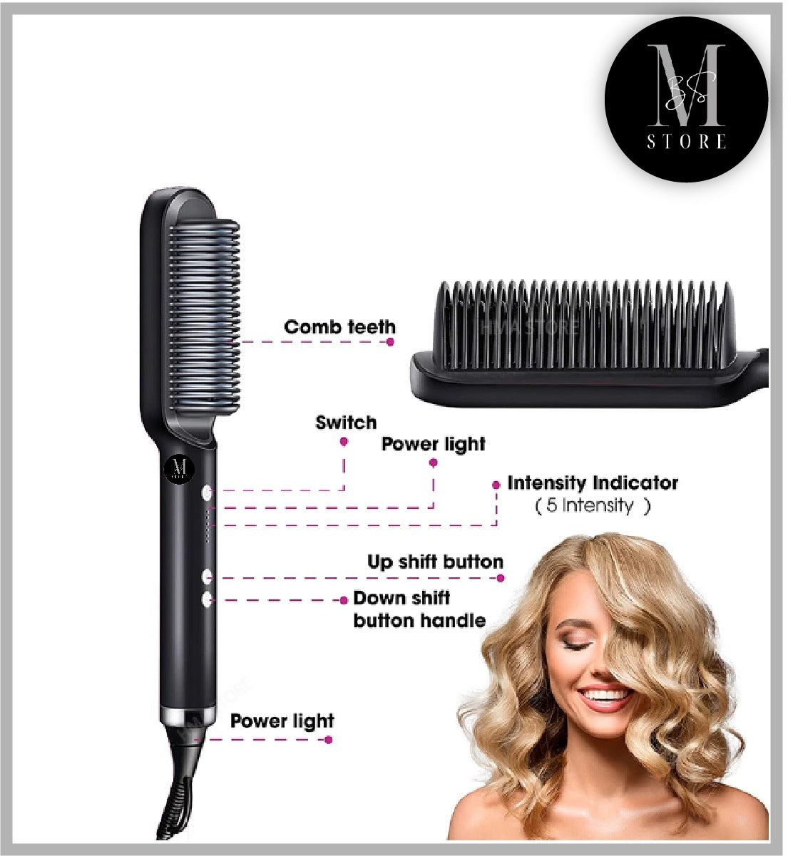 HQT-909B 2-in-1 Hair Straightener & Curler Brush