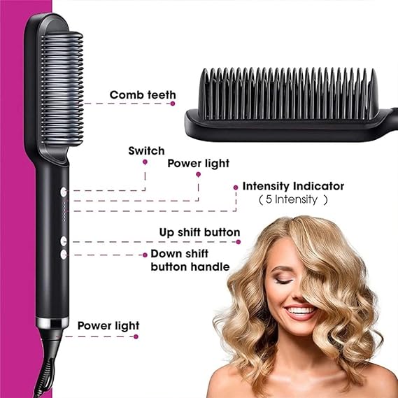 HQT-909B 2-in-1 Hair Straightener & Curler Brush