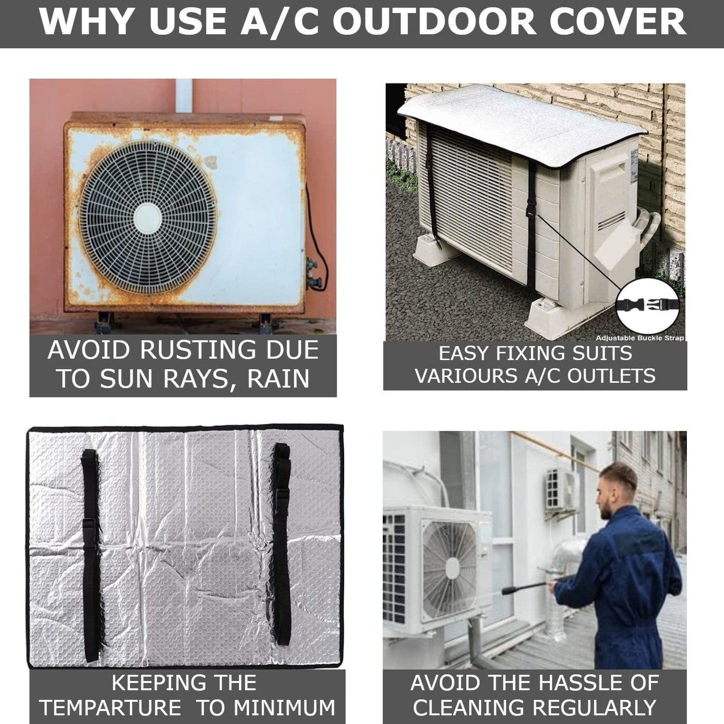 AC Outdoor Unit Sun Shade Cover – 35 Inch Heat Insulation Protector for Outdoor Air Conditioner Unit (Pack of 1)