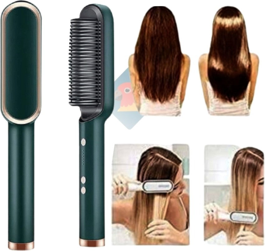 HQT-909B 2-in-1 Hair Straightener & Curler Brush