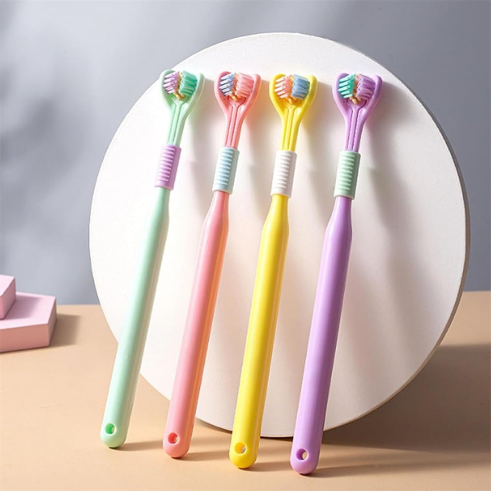 Three-Sided Ultra Soft Bristle Toothbrush – 360° Deep Cleaning Oral Care Brush for Adults & Kids (Pack of 2)