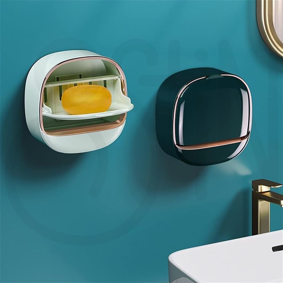 Wall Mounted Soap Holder with Drain Tray – Waterproof Self-Draining Soap Dish for Bathroom & Kitchen (Random Color)