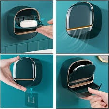 Wall Mounted Soap Holder with Drain Tray – Waterproof Self-Draining Soap Dish for Bathroom & Kitchen (Random Color)