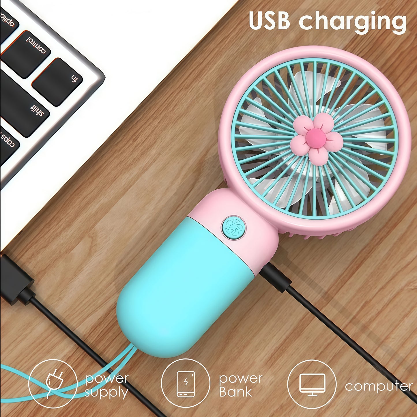 Portable Mini Rechargeable Fan with Desktop Stand