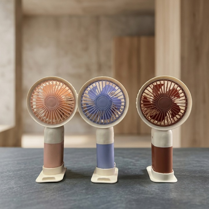 Mini Rechargeable Handheld Fan with Mobile Stand Base