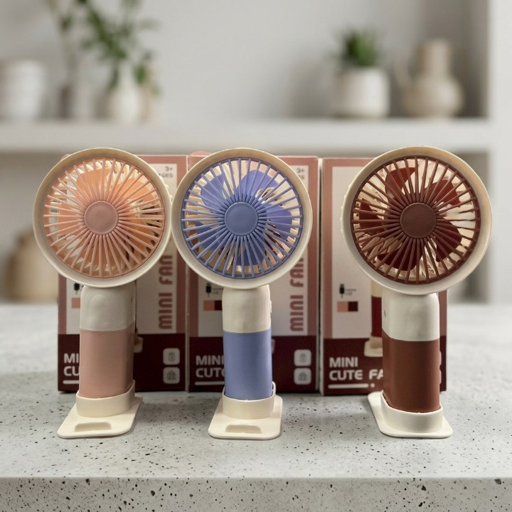 Mini Rechargeable Handheld Fan with Mobile Stand Base